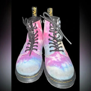 Doc Martens Tie Dye Leather Combat Lace-Up Boots Kids Dr. Toddler Size 9